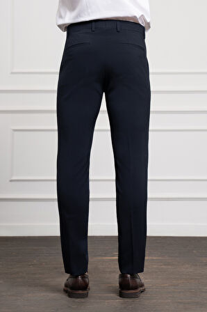  Erkek Lacivert Poliviskon Basic Slim Fit Dar Kesim Classic Pantolon