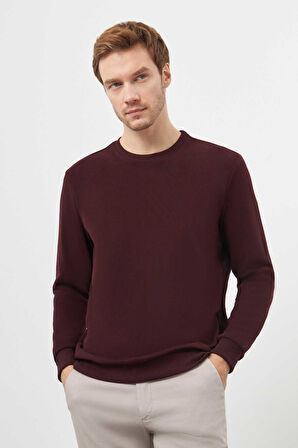  Erkek Bordo Trend Bisiklet Yaka Sweat-Shirt