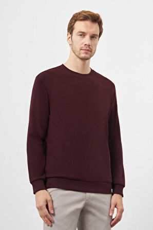  Erkek Bordo Trend Bisiklet Yaka Sweat-Shirt