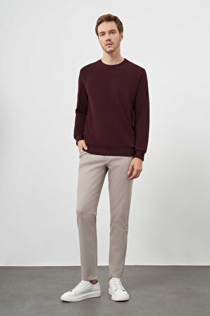  Erkek Bordo Trend Bisiklet Yaka Sweat-Shirt