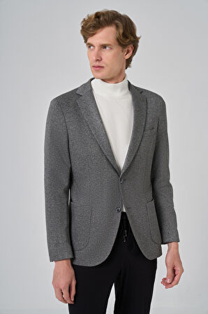  Erkek Füme Örme Slim Fit Mono Yaka Ceket