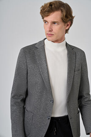  Erkek Füme Örme Slim Fit Mono Yaka Ceket