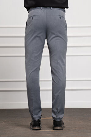  Erkek Lacivert Trend Slim Fit Dar Kesim Pileli Pantolon
