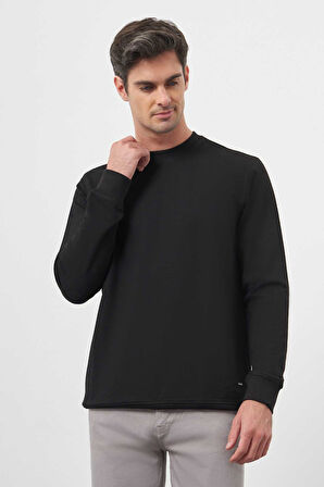  Erkek Siyah Bisiklet Yaka Dynamic Fit Rahat Kesim Sweatshirt