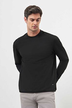  Erkek Siyah Bisiklet Yaka Dynamic Fit Rahat Kesim Sweatshirt