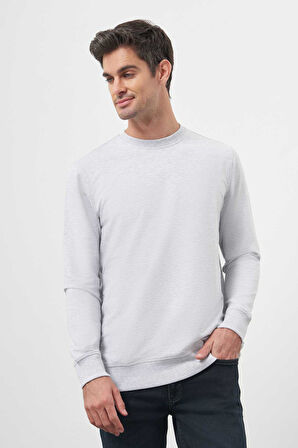  Erkek Gri Bisiklet Yaka Dynamic Fit Rahat Kesim Sweatshirt