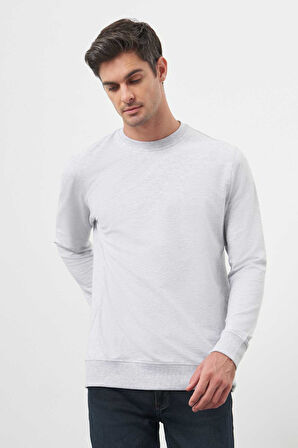  Erkek Gri Bisiklet Yaka Dynamic Fit Rahat Kesim Sweatshirt