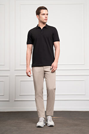  Erkek Siyah Basic Polo Yaka Dynamic Fit T-Shirt