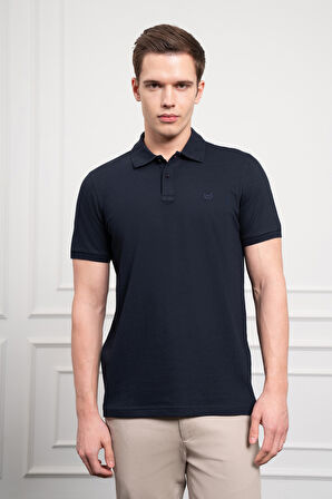  Erkek Lacivert Basic Polo Yaka Dynamic Fit T-Shirt