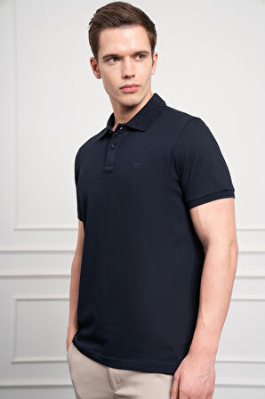  Erkek Lacivert Basic Polo Yaka Dynamic Fit T-Shirt