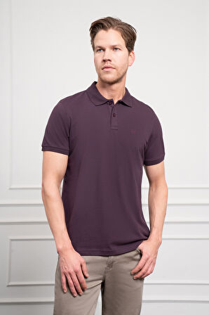  Erkek Mürdüm Basic Polo Yaka Dynamic Fit T-Shirt