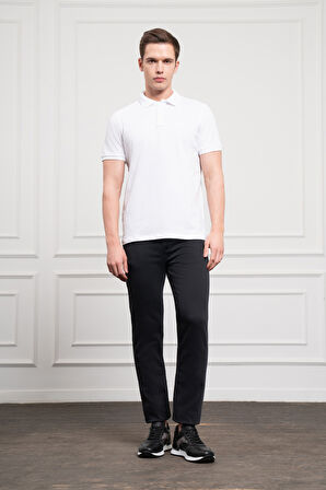  Erkek Beyaz Basic Polo Yaka Dynamic Fit T-Shirt