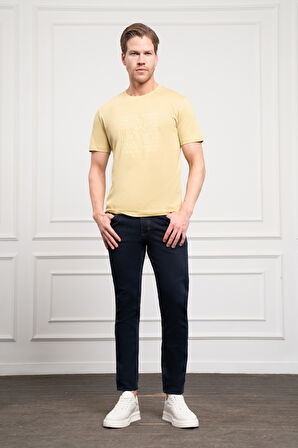  Erkek Yeşil Trend Dinamik Fit Bisiklet Yaka T-Shirt