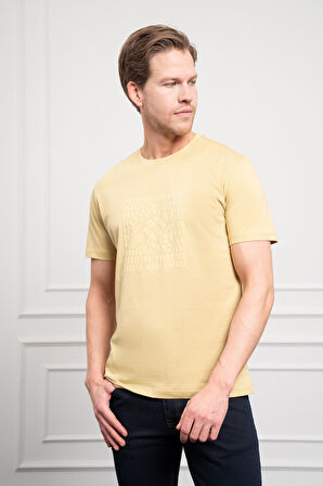  Erkek Yeşil Trend Dinamik Fit Bisiklet Yaka T-Shirt
