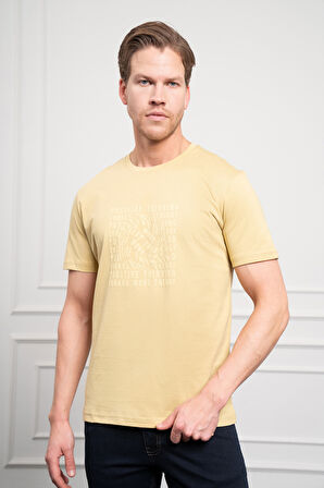  Erkek Yeşil Trend Dinamik Fit Bisiklet Yaka T-Shirt