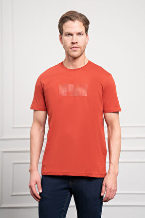  Erkek Tarçın Trend Bisiklet Yaka Pamuk Dinamik Fit T-Shirt