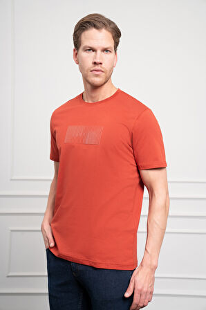  Erkek Tarçın Trend Bisiklet Yaka Pamuk Dinamik Fit T-Shirt