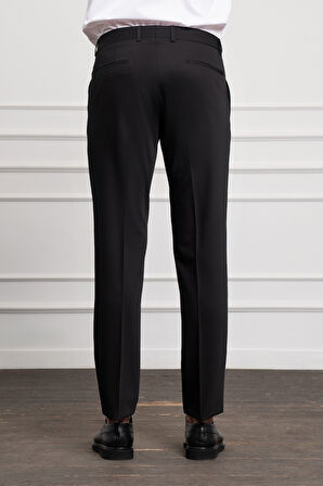  Erkek Siyah Poliviskon Basic Slim Fit Dar Kesim Pantolon