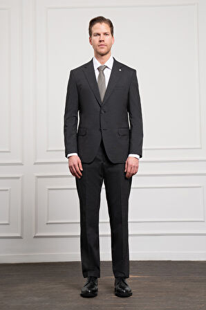  Erkek Antrasit Trend Yünlü Dynamic Fit Rahat Kesim Mono Yaka Takım Elbise