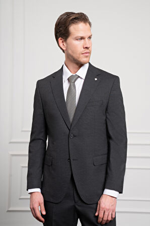  Erkek Antrasit Trend Yünlü Dynamic Fit Rahat Kesim Mono Yaka Takım Elbise