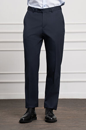  Erkek Lacivert Yünlü Basic Dynamic Fit Rahat Kesim Classic Pantolon
