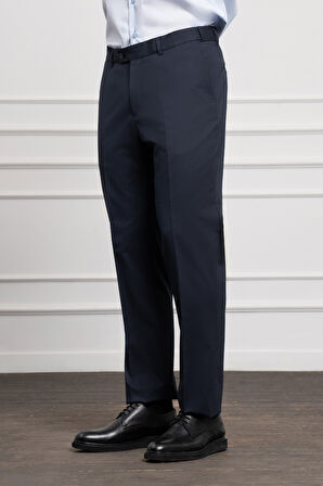  Erkek Lacivert Yünlü Basic Dynamic Fit Rahat Kesim Classic Pantolon