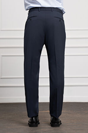  Erkek Lacivert Yünlü Basic Dynamic Fit Rahat Kesim Classic Pantolon