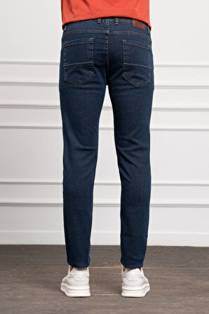  Erkek Lacivert Jean Slim Fit Dar Kesim Pantolon