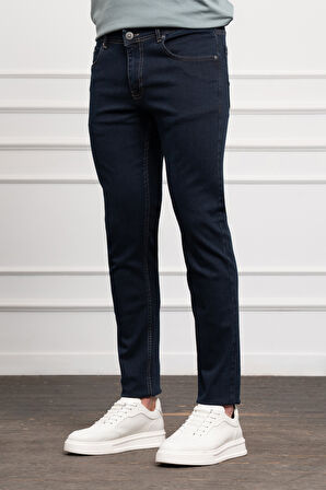  Erkek KOYU LACİVERT Jean Slim Fit Dar Kesim Pantolon