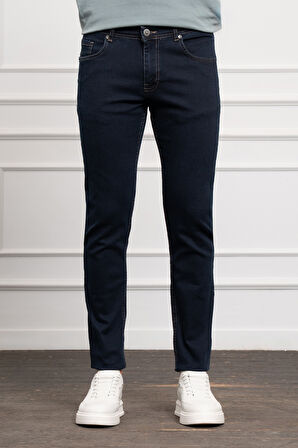  Erkek KOYU LACİVERT Jean Slim Fit Dar Kesim Pantolon