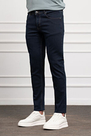  Erkek KOYU LACİVERT Jean Slim Fit Dar Kesim Pantolon