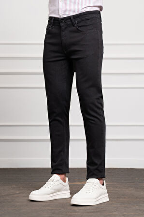  Erkek Siyah Jean Slim Fit Dark Kesim Pantolon
