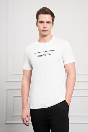  Erkek Ekru Trend Bisiklet Yaka Dinamik Fit Pamuk T-Shirt