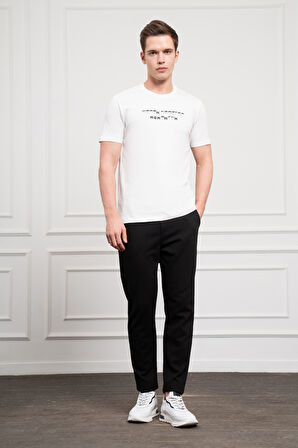  Erkek Ekru Trend Bisiklet Yaka Dinamik Fit Pamuk T-Shirt