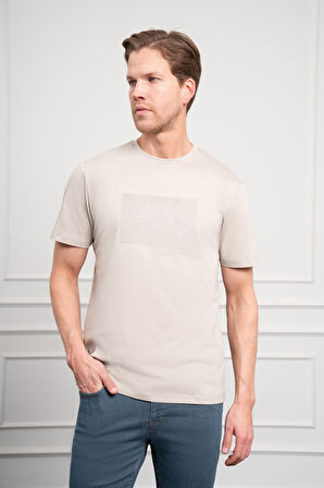  Erkek Taş Trend Bisiklet Yaka Dinamik Fit Pamuk T-Shirt