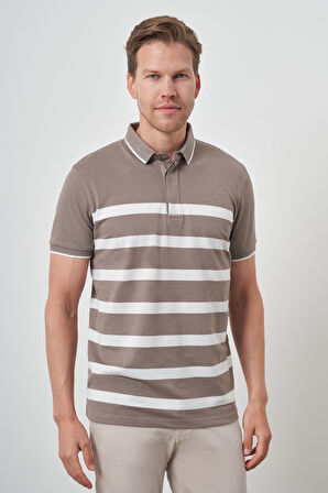  Erkek Vizon Trend Rınger Polo Yaka T-Shirt