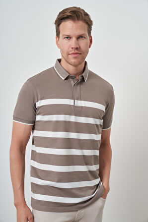  Erkek Vizon Trend Rınger Polo Yaka T-Shirt