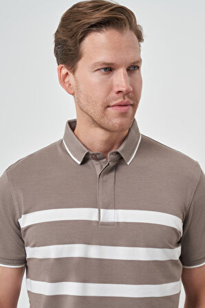  Erkek Vizon Trend Rınger Polo Yaka T-Shirt