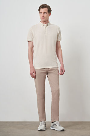  Erkek Kremrengi Trend  Polo Yaka T-Shirt