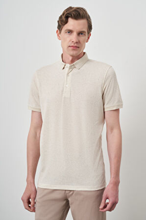  Erkek Kremrengi Trend  Polo Yaka T-Shirt