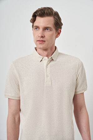  Erkek Kremrengi Trend  Polo Yaka T-Shirt