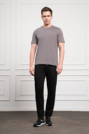  Erkek Antrasit Basic Bisiklet Yaka Dynamic Fit Pamuk T-Shirt