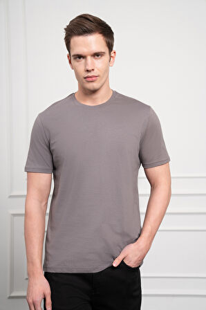  Erkek Antrasit Basic Bisiklet Yaka Dynamic Fit Pamuk T-Shirt