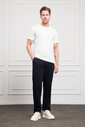  Erkek Ekru Basic Bisiklet Yaka Dynamic Fit Pamuk T-Shirt