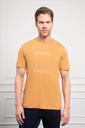  Erkek Hardal Sarısı Trend Bisiklet Yaka Dinamik Fit Pamuk T-Shirt