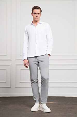  Erkek Beyaz Trend İtalyan Yaka  Slim Fit Dar Kesim Gömlek