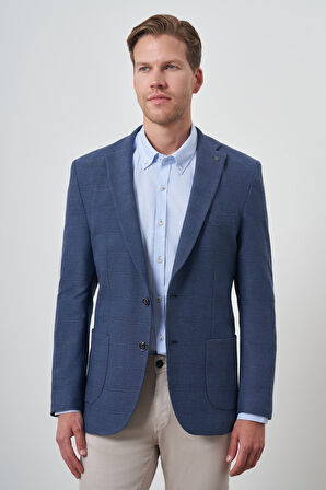  Erkek Marine Dokuma Dynamic Fit Mono Yaka Ceket