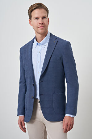  Erkek Marine Dokuma Dynamic Fit Mono Yaka Ceket