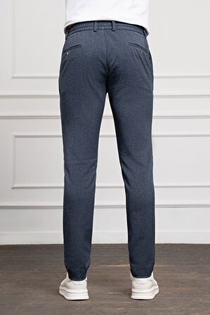  Erkek Marine Jogger Slim Fit Dar Kesim Çıtçıtlı İpli Pantolon
