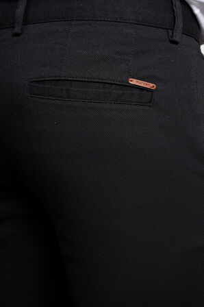  Erkek Siyah Slim Fit Dar Kesim Chino Pantolon